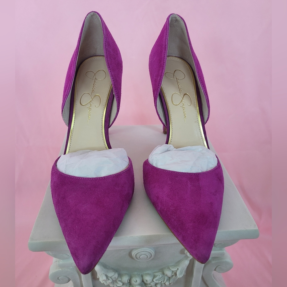 Jessica Simpson Suede Fuschia Women's Heels - Sz 8 - Picture 3 of 8